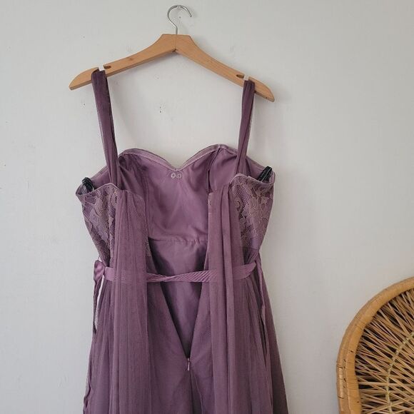 Jenny Yoo Collection Bridesmaid Dress Purple 6 Lace Tulle Adjustable - Picture 11 of 16